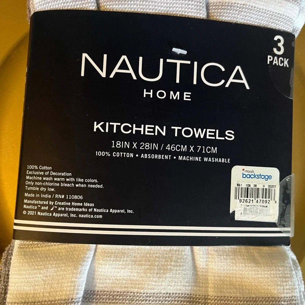 Nautica Home Gray and White  pack 3 Kitchen Towels style
